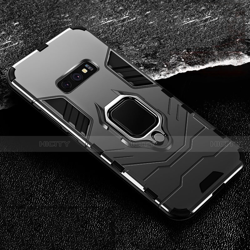 Funda Bumper Silicona y Plastico Mate Carcasa con Magnetico Anillo de dedo Soporte R02 para Samsung Galaxy S10e