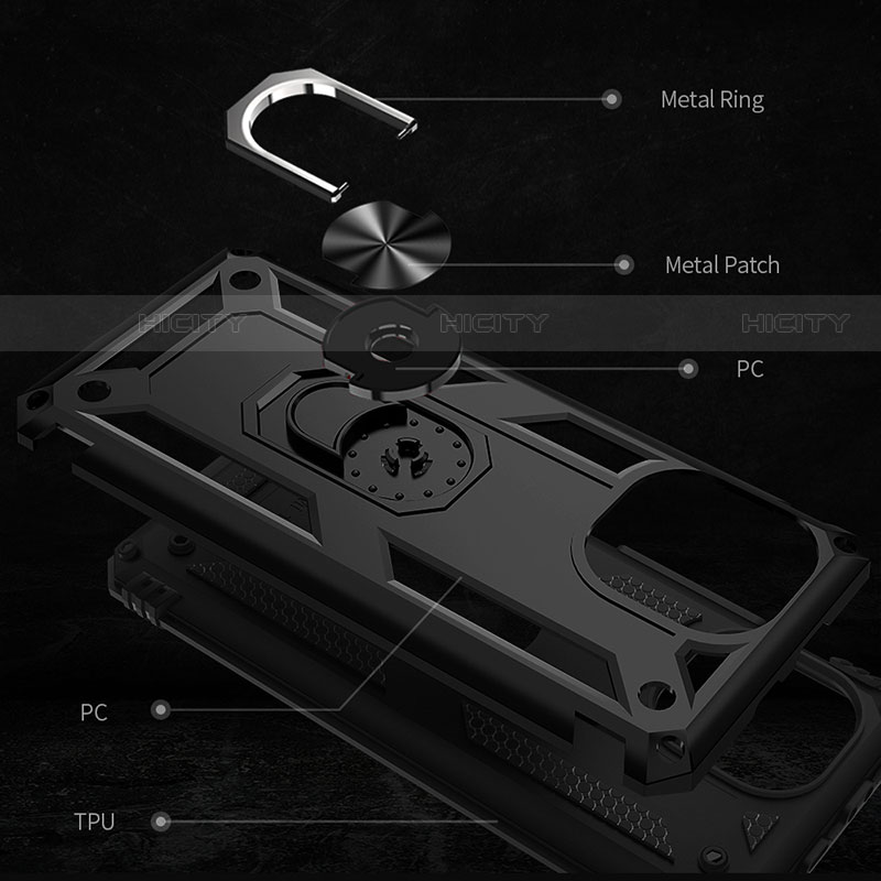 Funda Bumper Silicona y Plastico Mate Carcasa con Magnetico Anillo de dedo Soporte R02 para Xiaomi Mi 11 Lite 5G NE