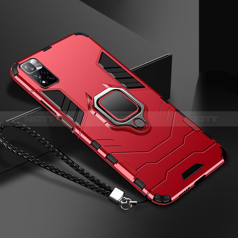 Funda Bumper Silicona y Plastico Mate Carcasa con Magnetico Anillo de dedo Soporte R02 para Xiaomi Mi 11i 5G (2022)