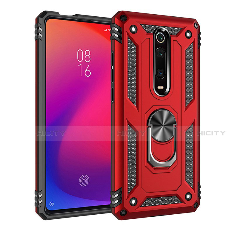 Funda Bumper Silicona y Plastico Mate Carcasa con Magnetico Anillo de dedo Soporte R02 para Xiaomi Mi 9T Pro