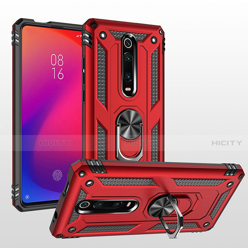 Funda Bumper Silicona y Plastico Mate Carcasa con Magnetico Anillo de dedo Soporte R02 para Xiaomi Mi 9T Pro