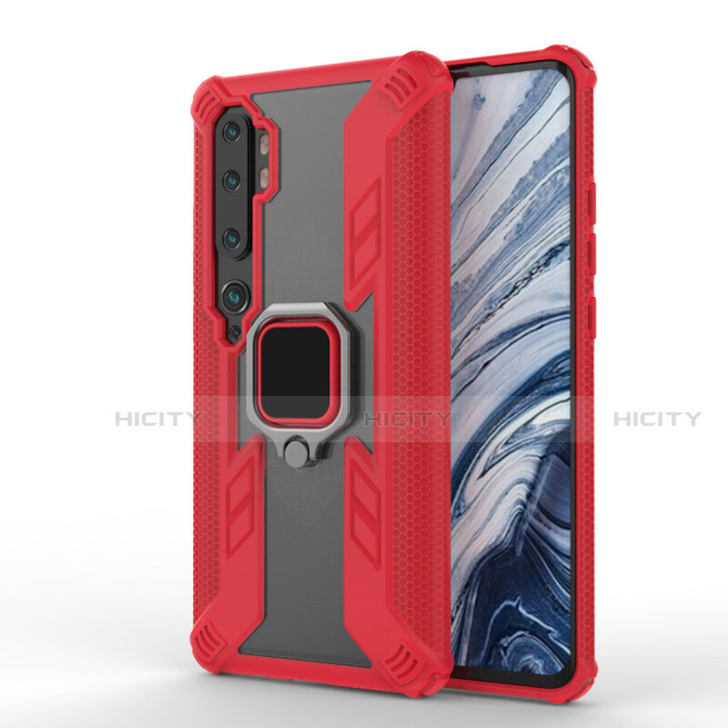 Funda Bumper Silicona y Plastico Mate Carcasa con Magnetico Anillo de dedo Soporte R02 para Xiaomi Mi Note 10