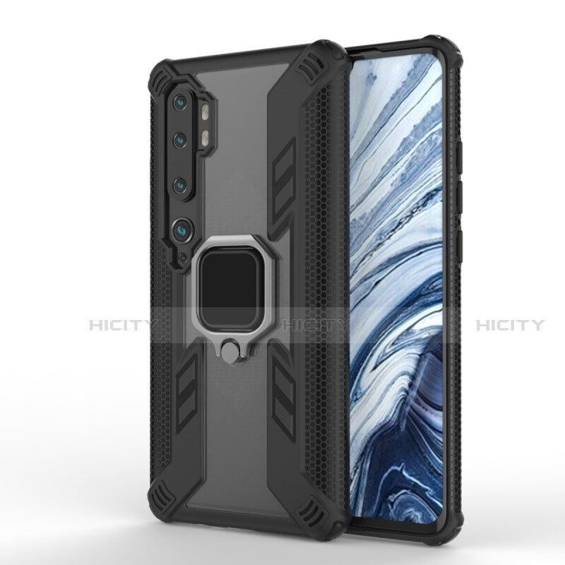 Funda Bumper Silicona y Plastico Mate Carcasa con Magnetico Anillo de dedo Soporte R02 para Xiaomi Mi Note 10