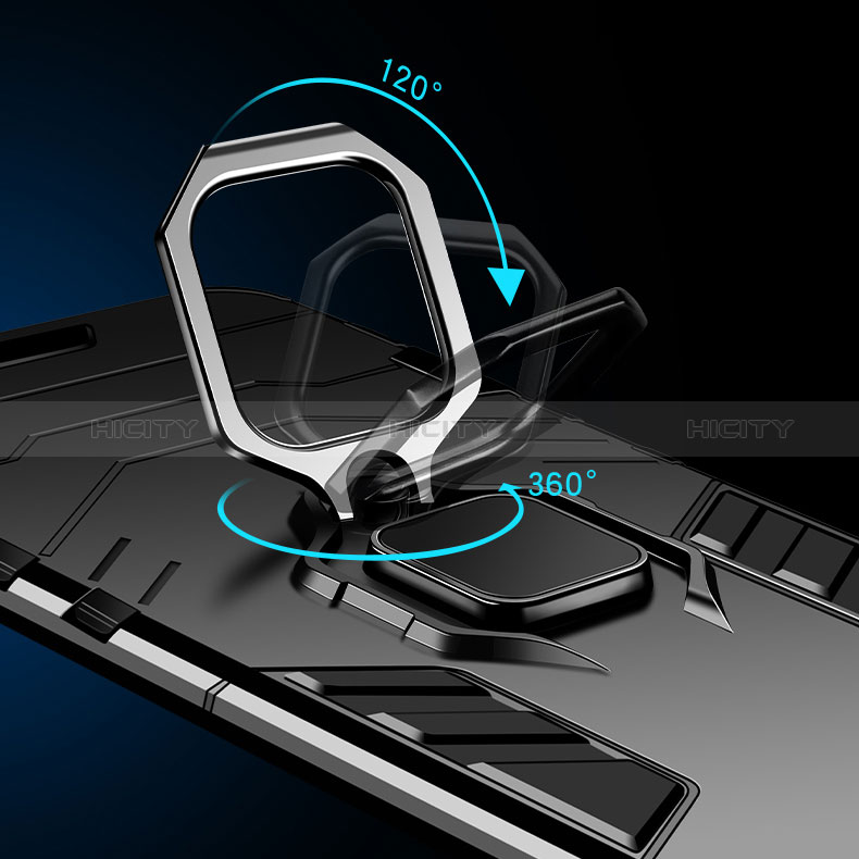 Funda Bumper Silicona y Plastico Mate Carcasa con Magnetico Anillo de dedo Soporte R02 para Xiaomi Poco F3 5G