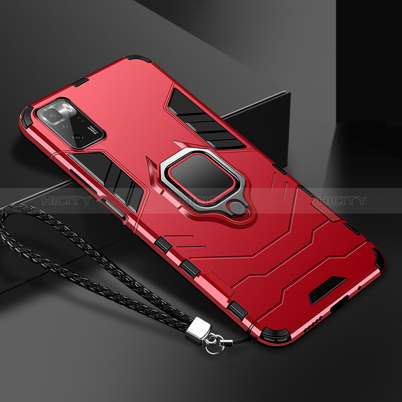 Funda Bumper Silicona y Plastico Mate Carcasa con Magnetico Anillo de dedo Soporte R02 para Xiaomi Redmi Note 10 Pro 5G