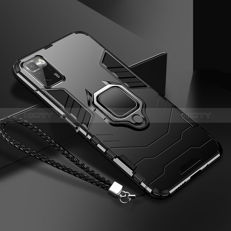 Funda Bumper Silicona y Plastico Mate Carcasa con Magnetico Anillo de dedo Soporte R02 para Xiaomi Redmi Note 10 Pro 5G