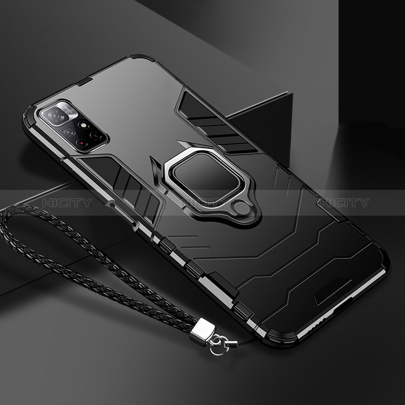 Funda Bumper Silicona y Plastico Mate Carcasa con Magnetico Anillo de dedo Soporte R02 para Xiaomi Redmi Note 11S 5G