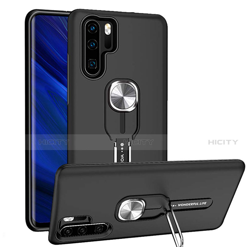 Funda Bumper Silicona y Plastico Mate Carcasa con Magnetico Anillo de dedo Soporte R03 para Huawei P30 Pro New Edition