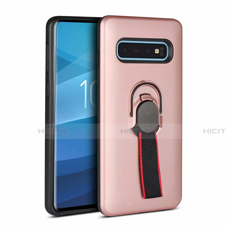 Funda Bumper Silicona y Plastico Mate Carcasa con Magnetico Anillo de dedo Soporte R03 para Samsung Galaxy S10