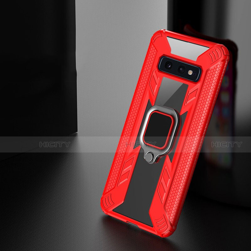 Funda Bumper Silicona y Plastico Mate Carcasa con Magnetico Anillo de dedo Soporte R03 para Samsung Galaxy S10e