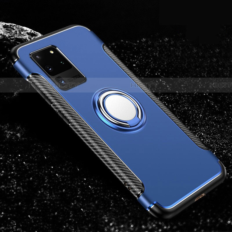 Funda Bumper Silicona y Plastico Mate Carcasa con Magnetico Anillo de dedo Soporte R03 para Samsung Galaxy S20 Ultra