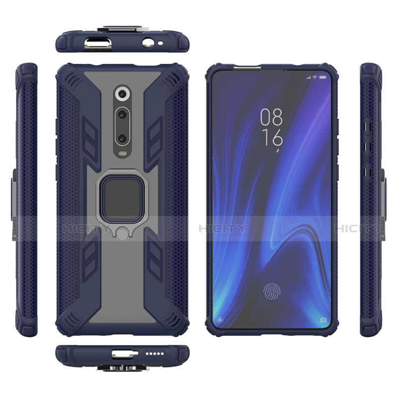 Funda Bumper Silicona y Plastico Mate Carcasa con Magnetico Anillo de dedo Soporte R03 para Xiaomi Mi 9T Pro