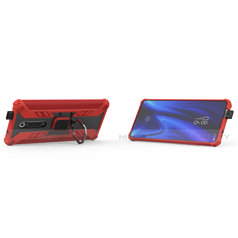 Funda Bumper Silicona y Plastico Mate Carcasa con Magnetico Anillo de dedo Soporte R03 para Xiaomi Mi 9T Pro