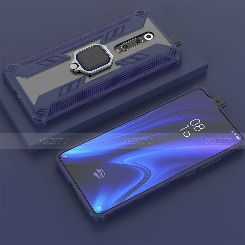 Funda Bumper Silicona y Plastico Mate Carcasa con Magnetico Anillo de dedo Soporte R03 para Xiaomi Mi 9T Pro