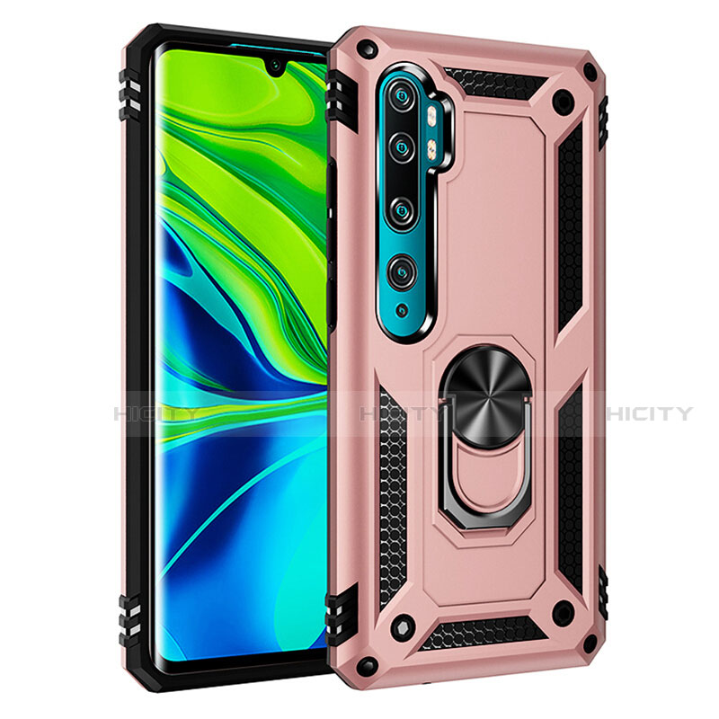 Funda Bumper Silicona y Plastico Mate Carcasa con Magnetico Anillo de dedo Soporte R03 para Xiaomi Mi Note 10 Pro