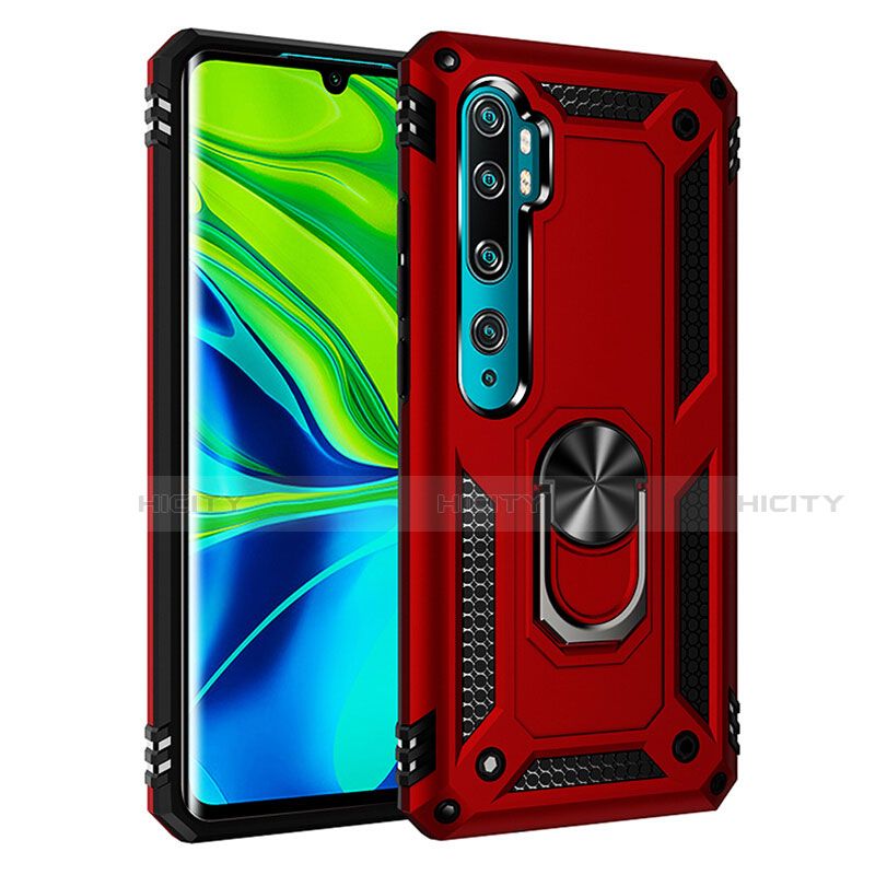 Funda Bumper Silicona y Plastico Mate Carcasa con Magnetico Anillo de dedo Soporte R03 para Xiaomi Mi Note 10 Pro