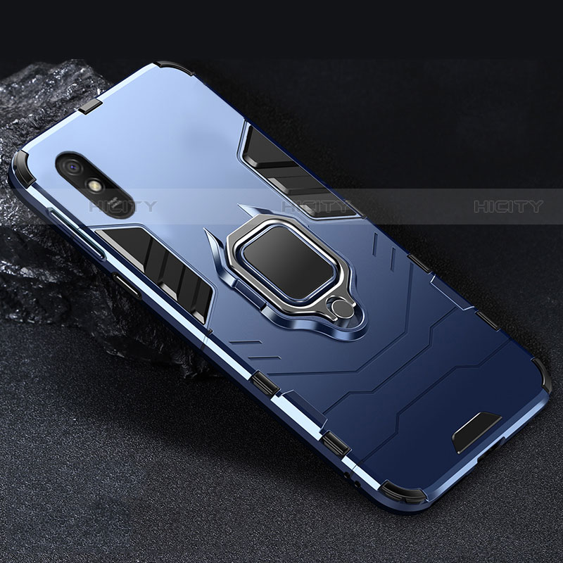 Funda Bumper Silicona y Plastico Mate Carcasa con Magnetico Anillo de dedo Soporte R03 para Xiaomi Redmi 9A