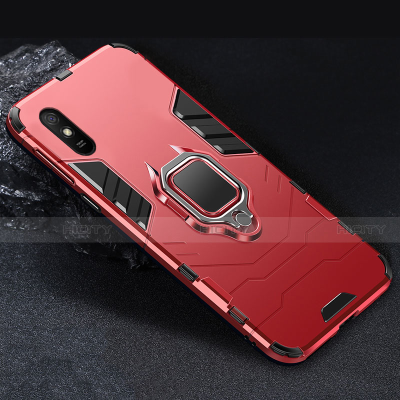 Funda Bumper Silicona y Plastico Mate Carcasa con Magnetico Anillo de dedo Soporte R03 para Xiaomi Redmi 9i