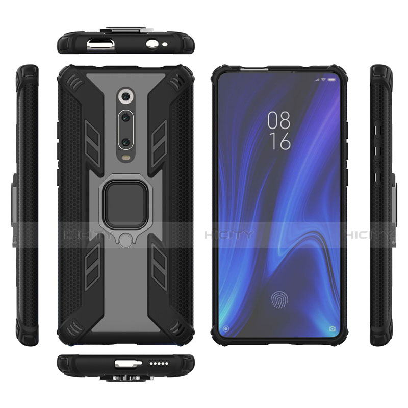 Funda Bumper Silicona y Plastico Mate Carcasa con Magnetico Anillo de dedo Soporte R03 para Xiaomi Redmi K20 Pro