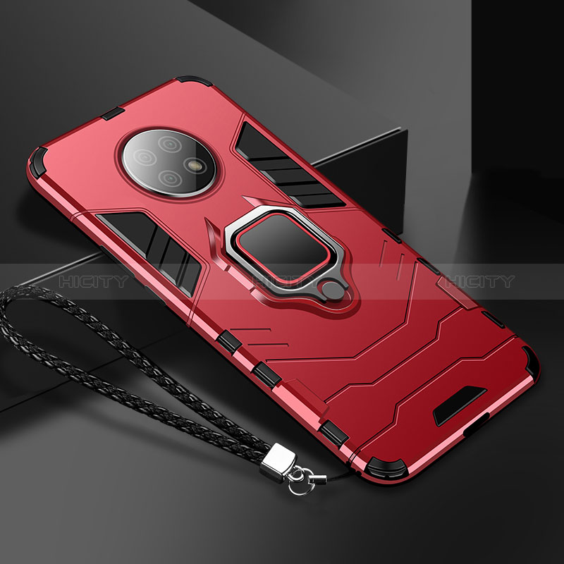 Funda Bumper Silicona y Plastico Mate Carcasa con Magnetico Anillo de dedo Soporte R03 para Xiaomi Redmi Note 9 5G