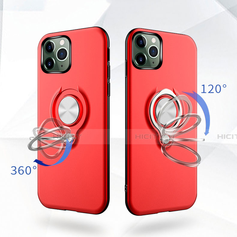 Funda Bumper Silicona y Plastico Mate Carcasa con Magnetico Anillo de dedo Soporte R04 para Apple iPhone 11 Pro