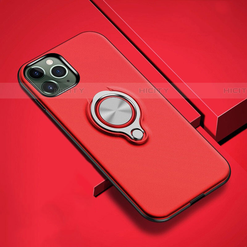 Funda Bumper Silicona y Plastico Mate Carcasa con Magnetico Anillo de dedo Soporte R04 para Apple iPhone 11 Pro Max Rojo