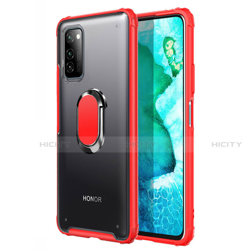 Funda Bumper Silicona y Plastico Mate Carcasa con Magnetico Anillo de dedo Soporte R04 para Huawei Honor V30 5G