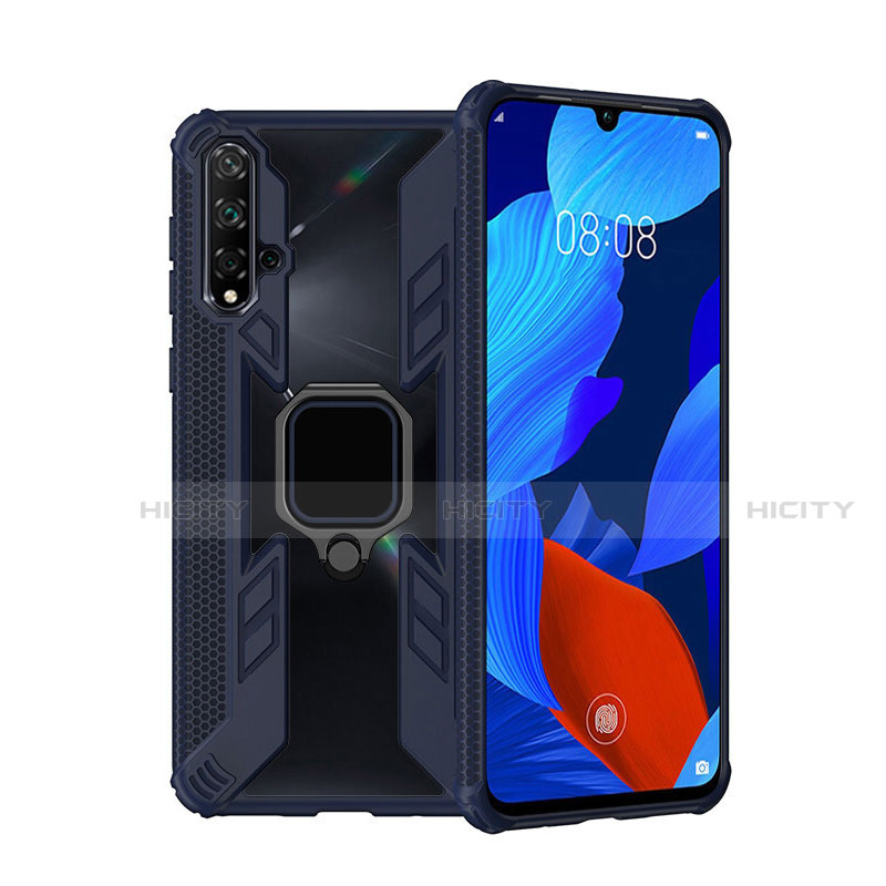 Funda Bumper Silicona y Plastico Mate Carcasa con Magnetico Anillo de dedo Soporte R04 para Huawei Nova 5