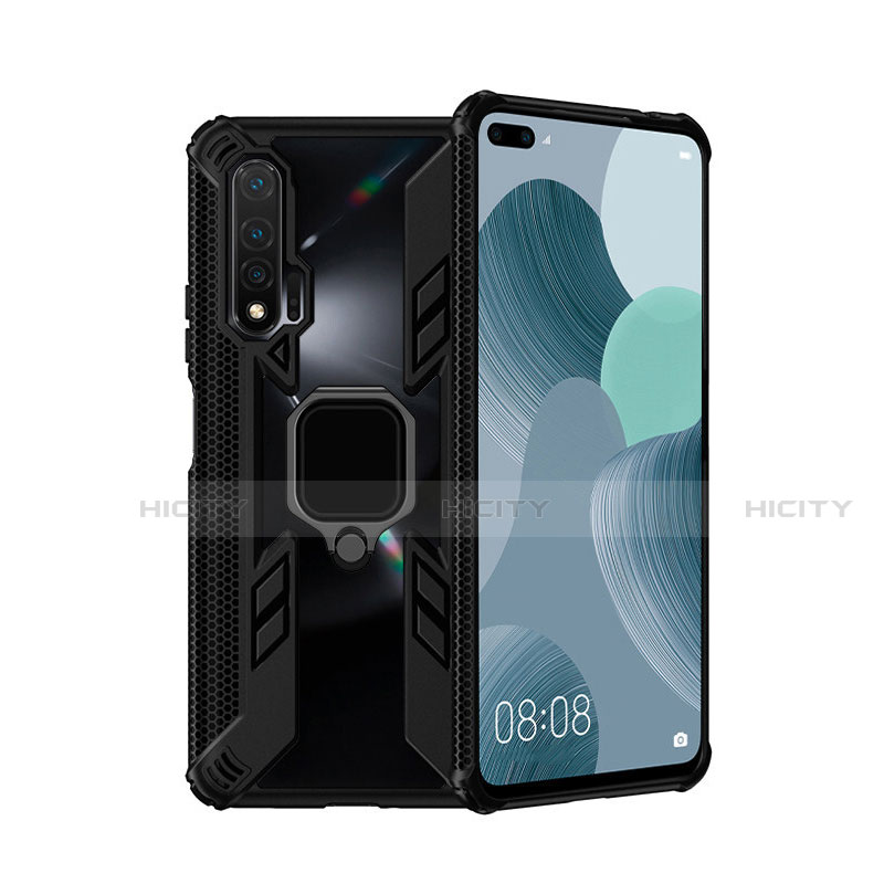 Funda Bumper Silicona y Plastico Mate Carcasa con Magnetico Anillo de dedo Soporte R04 para Huawei Nova 6