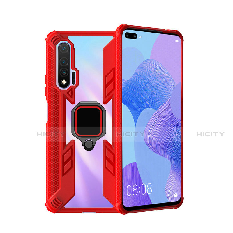 Funda Bumper Silicona y Plastico Mate Carcasa con Magnetico Anillo de dedo Soporte R04 para Huawei Nova 6