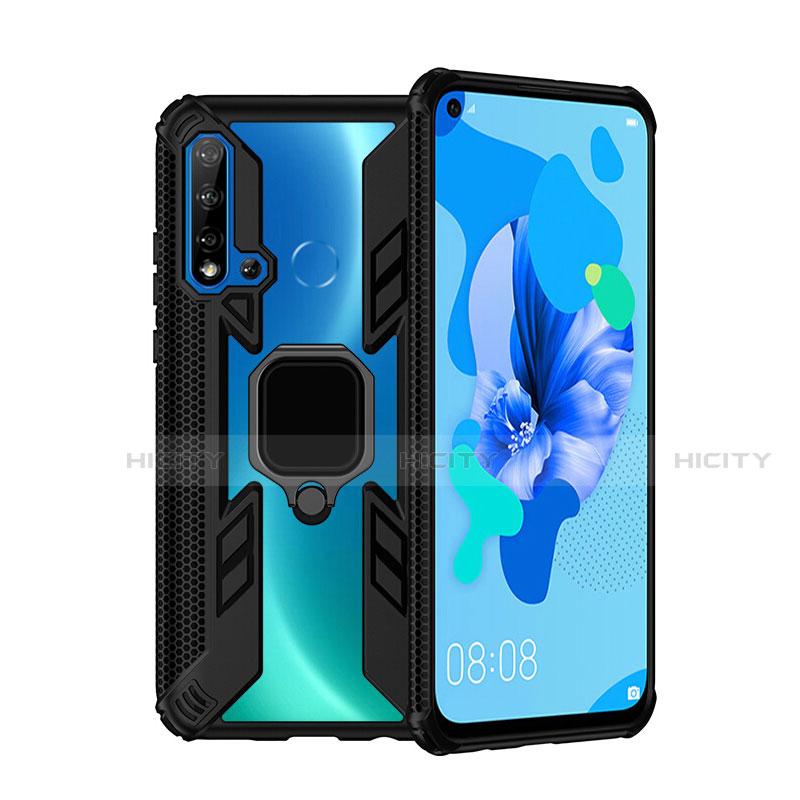 Funda Bumper Silicona y Plastico Mate Carcasa con Magnetico Anillo de dedo Soporte R04 para Huawei P20 Lite (2019)