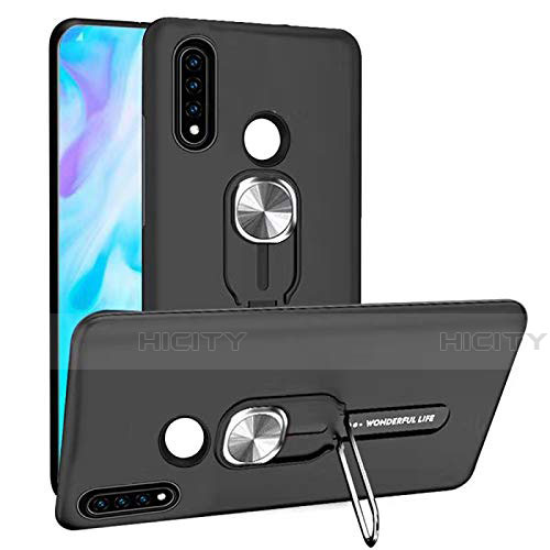 Funda Bumper Silicona y Plastico Mate Carcasa con Magnetico Anillo de dedo Soporte R04 para Huawei P30 Lite