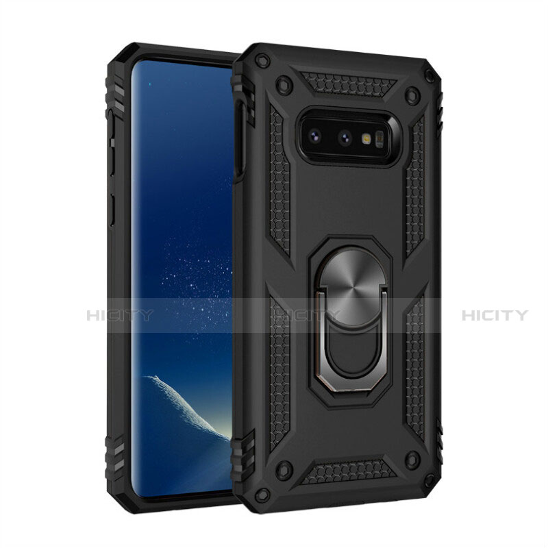 Funda Bumper Silicona y Plastico Mate Carcasa con Magnetico Anillo de dedo Soporte R04 para Samsung Galaxy S10e