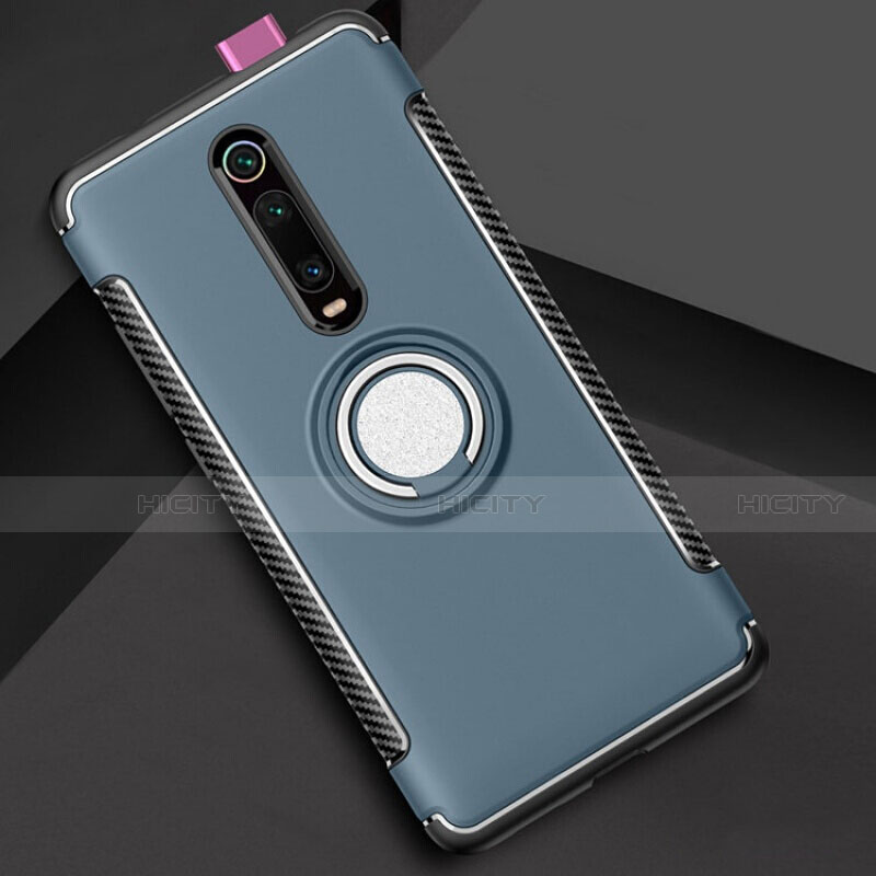 Funda Bumper Silicona y Plastico Mate Carcasa con Magnetico Anillo de dedo Soporte R04 para Xiaomi Mi 9T