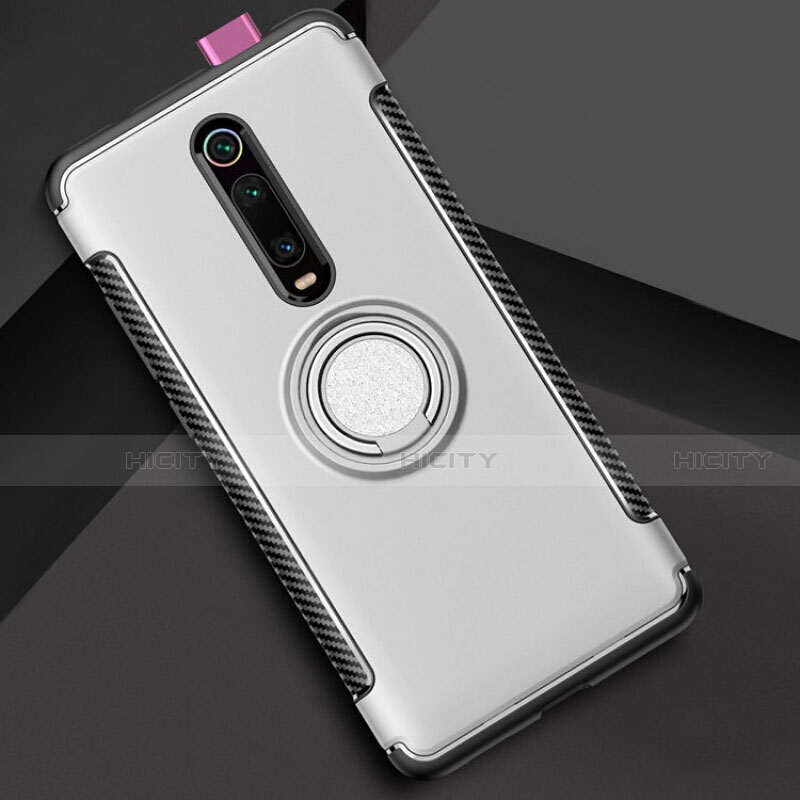 Funda Bumper Silicona y Plastico Mate Carcasa con Magnetico Anillo de dedo Soporte R04 para Xiaomi Mi 9T