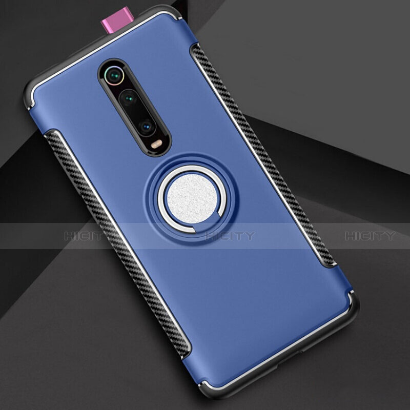 Funda Bumper Silicona y Plastico Mate Carcasa con Magnetico Anillo de dedo Soporte R04 para Xiaomi Mi 9T