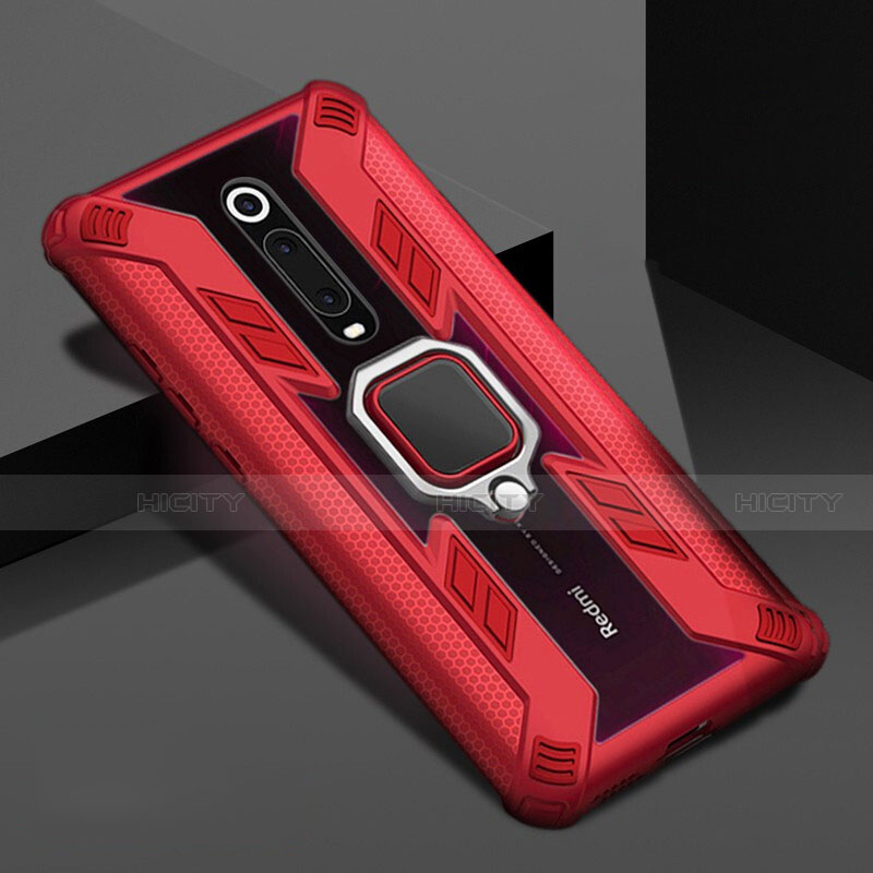 Funda Bumper Silicona y Plastico Mate Carcasa con Magnetico Anillo de dedo Soporte R05 para Xiaomi Mi 9T Pro