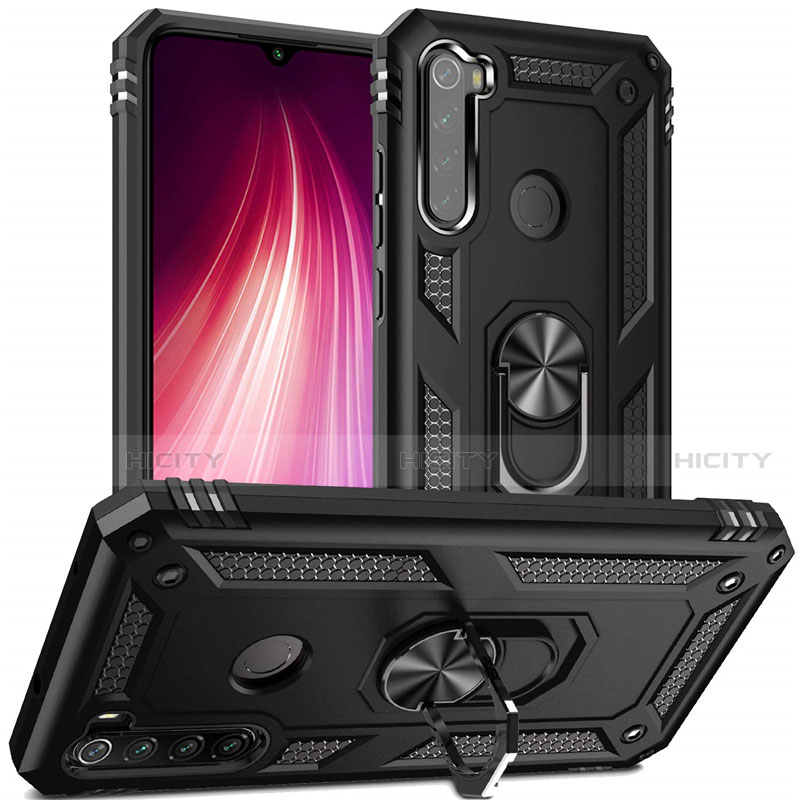 Funda Bumper Silicona y Plastico Mate Carcasa con Magnetico Anillo de dedo Soporte R05 para Xiaomi Redmi Note 8 (2021)