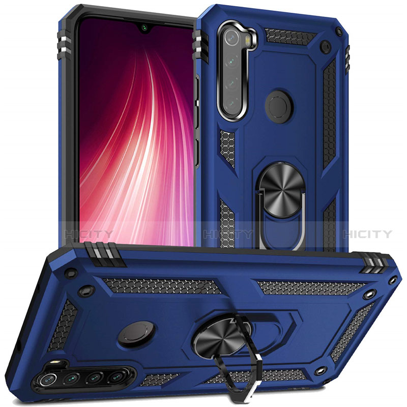 Funda Bumper Silicona y Plastico Mate Carcasa con Magnetico Anillo de dedo Soporte R05 para Xiaomi Redmi Note 8 (2021)