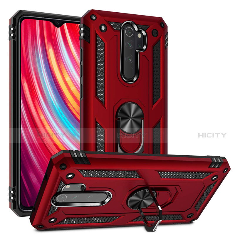 Funda Bumper Silicona y Plastico Mate Carcasa con Magnetico Anillo de dedo Soporte R06 para Xiaomi Redmi Note 8 Pro