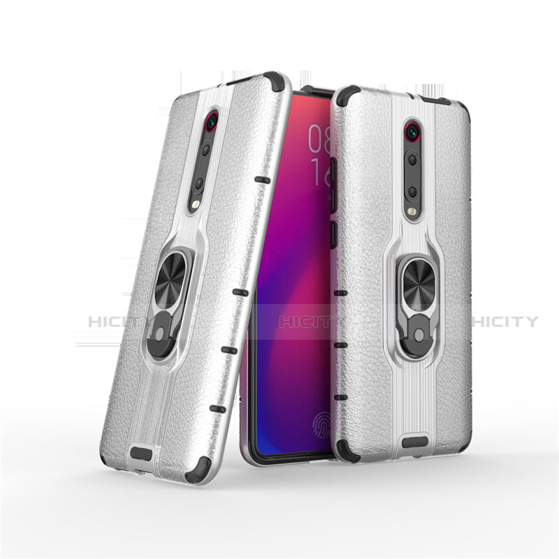 Funda Bumper Silicona y Plastico Mate Carcasa con Magnetico Anillo de dedo Soporte R07 para Xiaomi Mi 9T