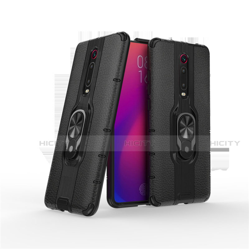 Funda Bumper Silicona y Plastico Mate Carcasa con Magnetico Anillo de dedo Soporte R07 para Xiaomi Mi 9T