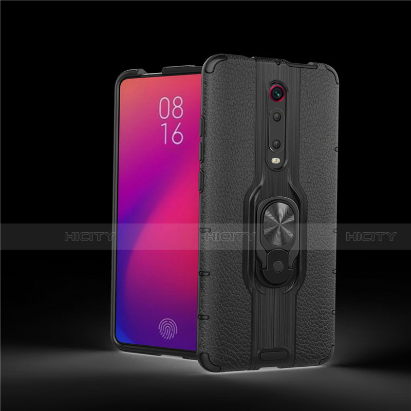 Funda Bumper Silicona y Plastico Mate Carcasa con Magnetico Anillo de dedo Soporte R07 para Xiaomi Mi 9T