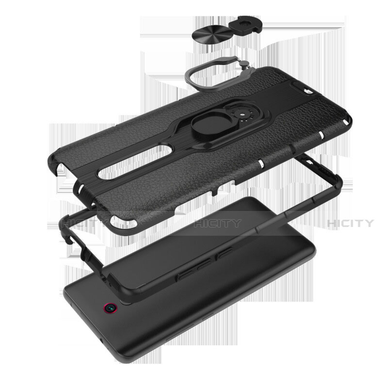 Funda Bumper Silicona y Plastico Mate Carcasa con Magnetico Anillo de dedo Soporte R07 para Xiaomi Mi 9T Pro