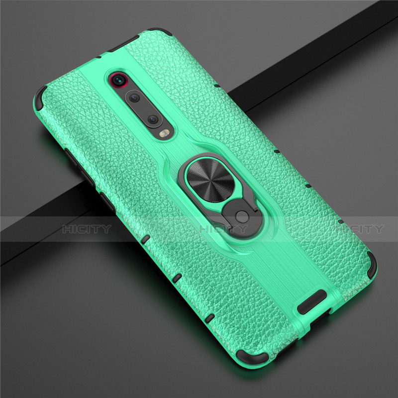 Funda Bumper Silicona y Plastico Mate Carcasa con Magnetico Anillo de dedo Soporte R07 para Xiaomi Mi 9T Verde