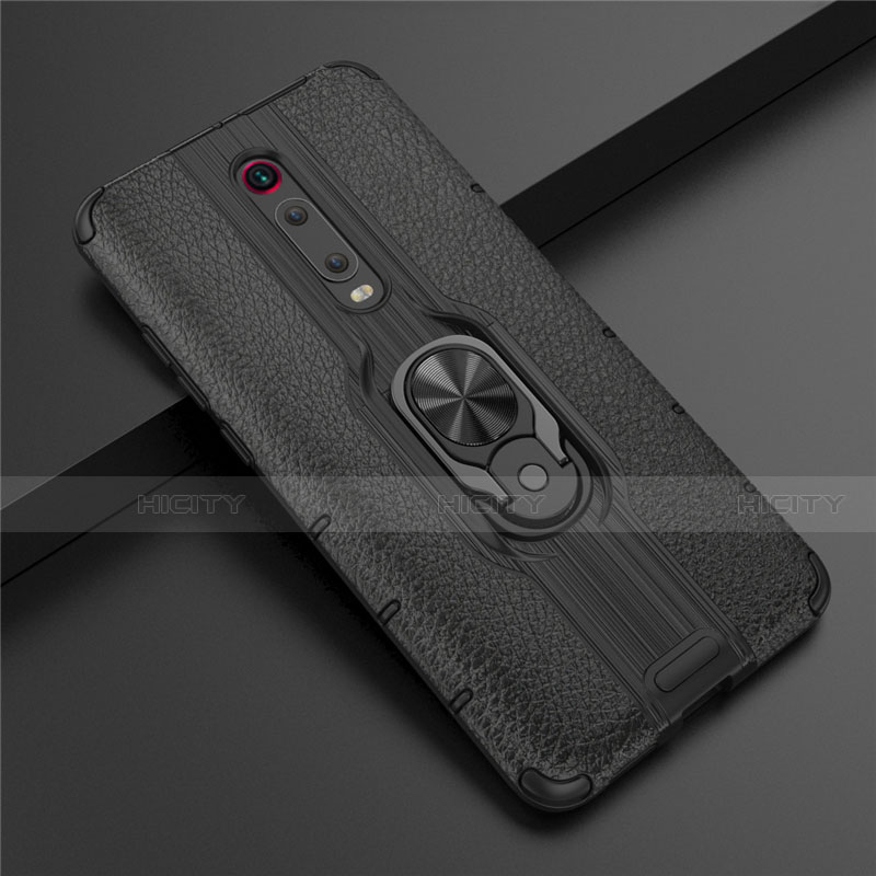 Funda Bumper Silicona y Plastico Mate Carcasa con Magnetico Anillo de dedo Soporte R07 para Xiaomi Redmi K20 Negro