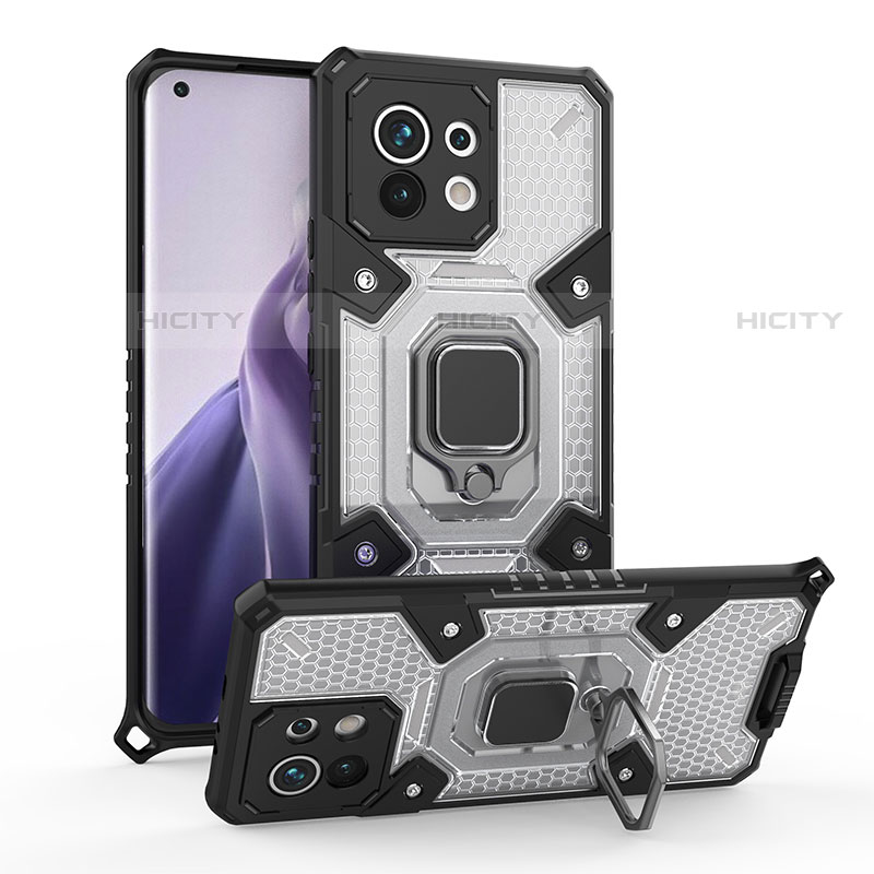 Funda Bumper Silicona y Plastico Mate Carcasa con Magnetico Anillo de dedo Soporte R08 para Xiaomi Mi 11 Lite 5G