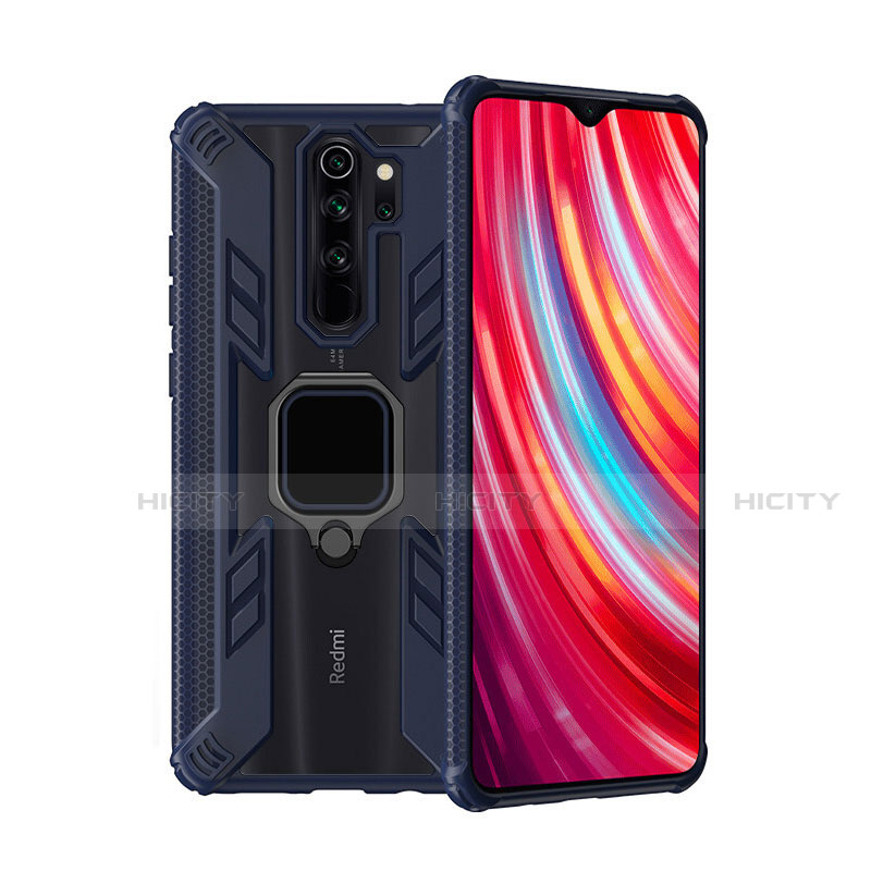 Funda Bumper Silicona y Plastico Mate Carcasa con Magnetico Anillo de dedo Soporte R09 para Xiaomi Redmi Note 8 Pro