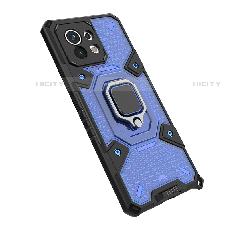 Funda Bumper Silicona y Plastico Mate Carcasa con Magnetico Anillo de dedo Soporte R10 para Xiaomi Mi 11 Lite 4G Azul