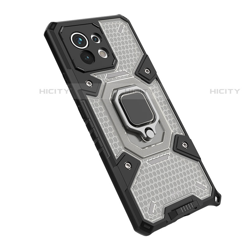 Funda Bumper Silicona y Plastico Mate Carcasa con Magnetico Anillo de dedo Soporte R10 para Xiaomi Mi 11 Lite 4G Gris